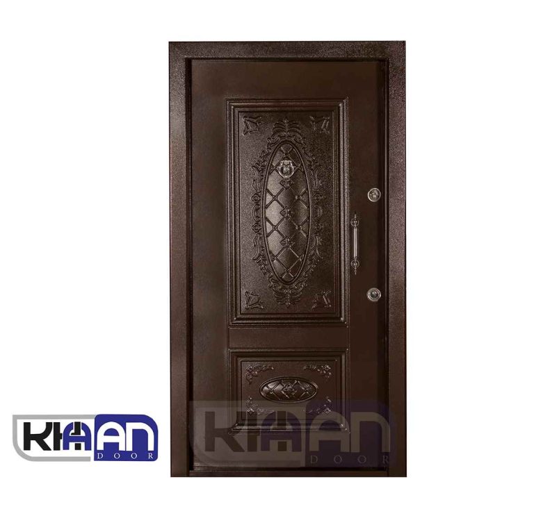 درب ضد سرقت یکرو فلز منبت گلدار دو قاب مدل ۱۰ کد ۴۱۳۱۰