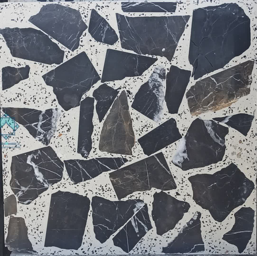 موزاییک سنگ لاشه مشکی زمینه سفید اتوماتیک و مقاومت بالا