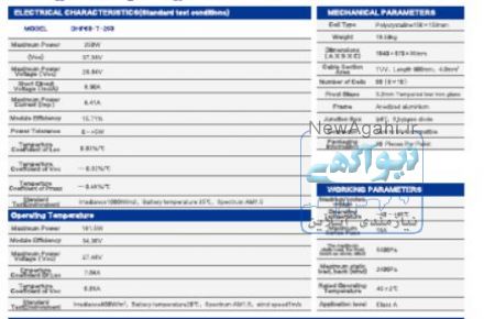 پنل خورشیدی 250 وات پلی کریستال گرید آ / 2016