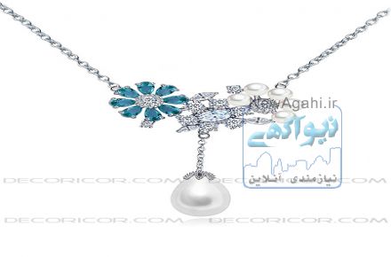 گردنبند كريستال و مروارید آویزان دکوریکور