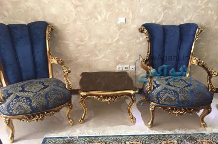 مبل 7 نفره ورق طلا ومیز نهارخوری