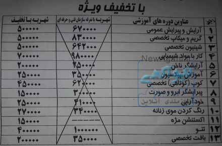 آموزش کلیه دوره های آرایش و پیرایش بانوان (بهترین قیمت در تهران)