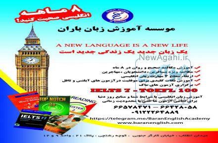 دوره کامل و یادگیری تضمینی زبان انگلیسی در 8 ماه