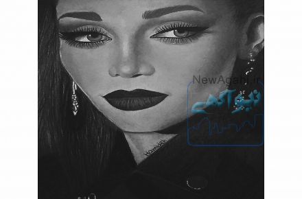  طراحی چهره سیاه قلم و مداد رنگی