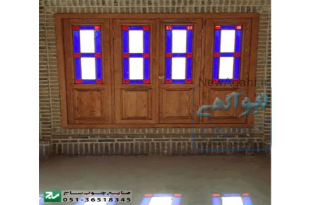 پنجره اُرُسی شیشه رنگی چوبی سنتی گره چینی مشبک