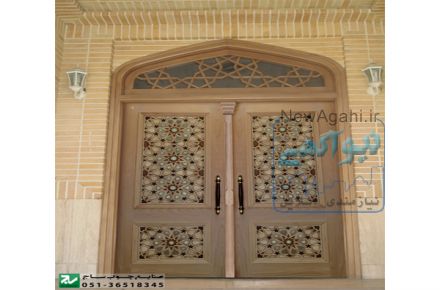 درب چوبی سنتی ورودی مسجد،نمازخانه واماکن مذهبی گره چینی