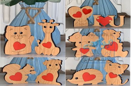 مجسمه چوبی ایستاده طرح عاشقانه